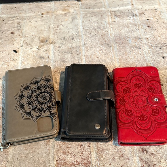 Bundle of 3 Wallet Phone Cases Folio Style Card Holder - Picture 2 of 6